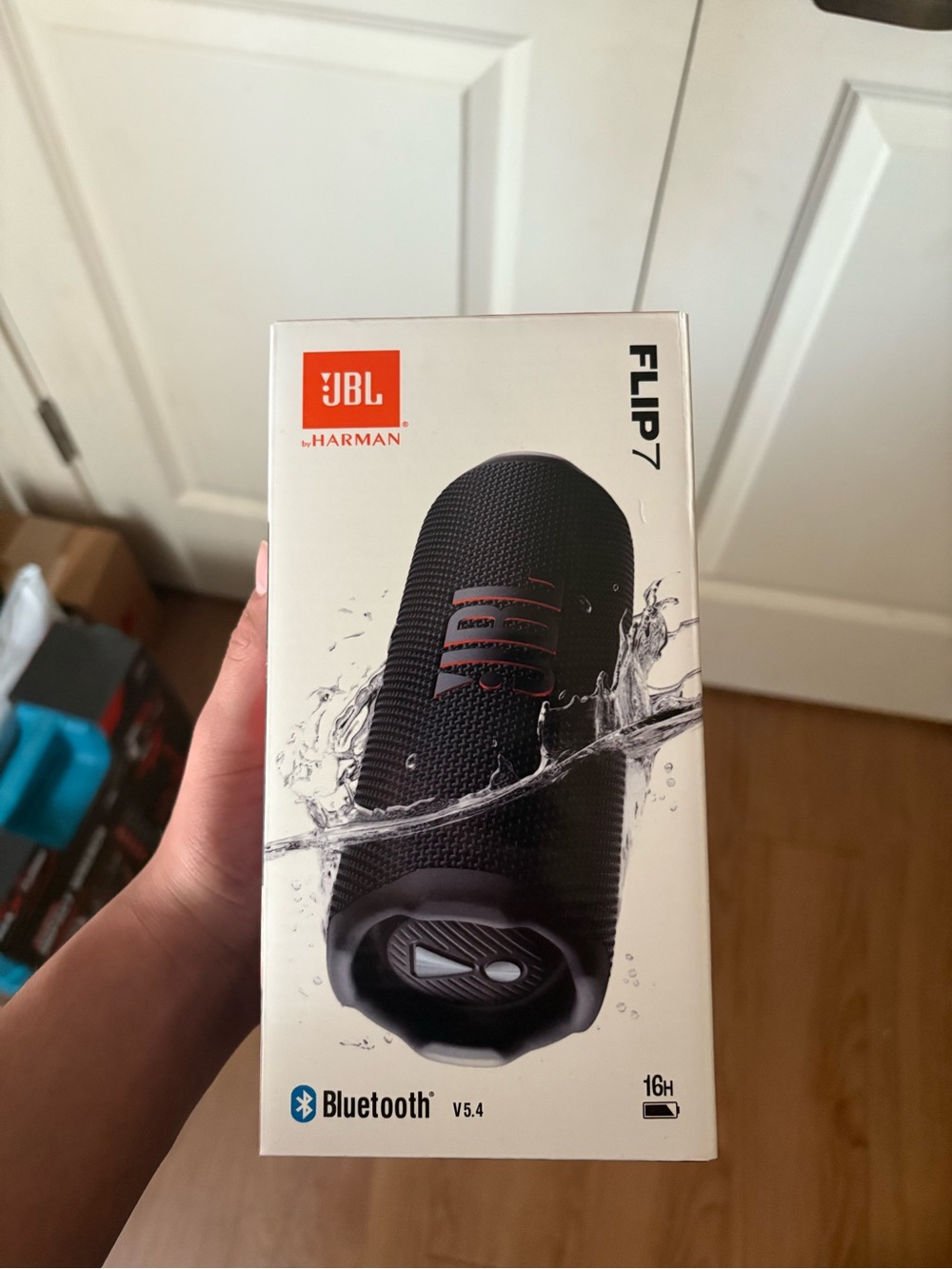 JBL Flip 7 Portable Bluetooth Speaker - Black with Red Accents